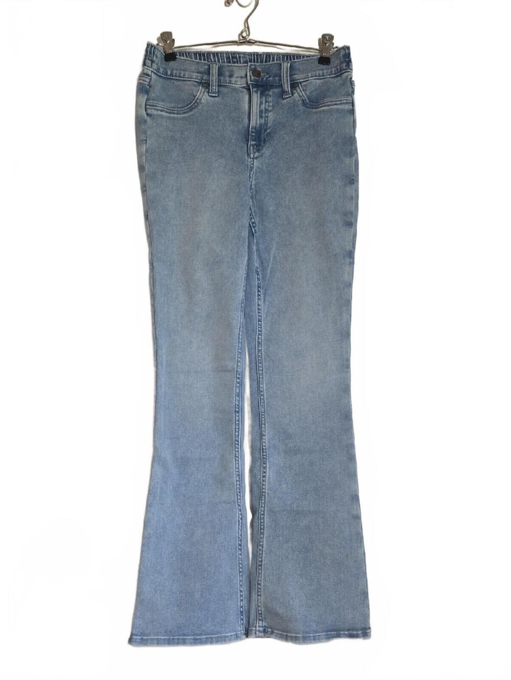 Aerie Light Wash Flare Jeans Elastic Band Back Size Small